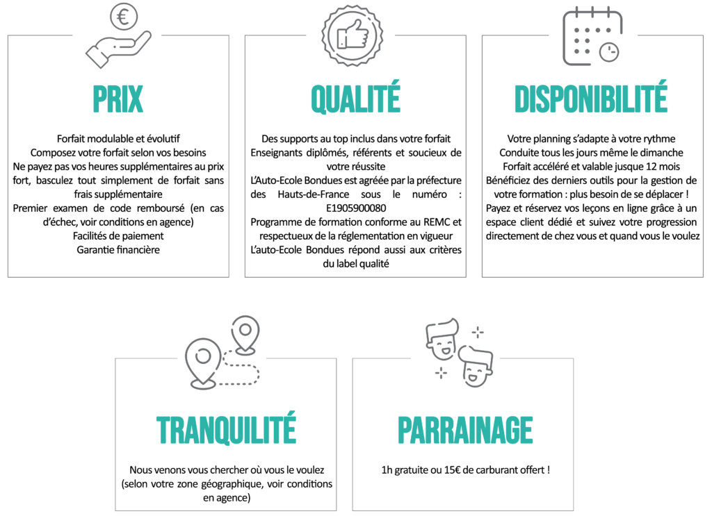 qualités de l'auto-ecole Bondues