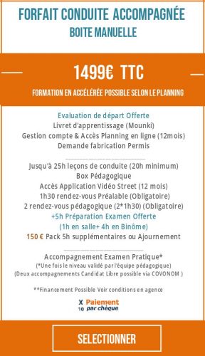 Conduite Accompagnée - Conduite - Forfait AAC 25h - Manuelle