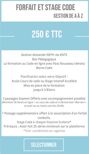 Reprise Auto-Ecole - Place avec l'Auto-Ecole - Mai à Août - Code - Forfait Code